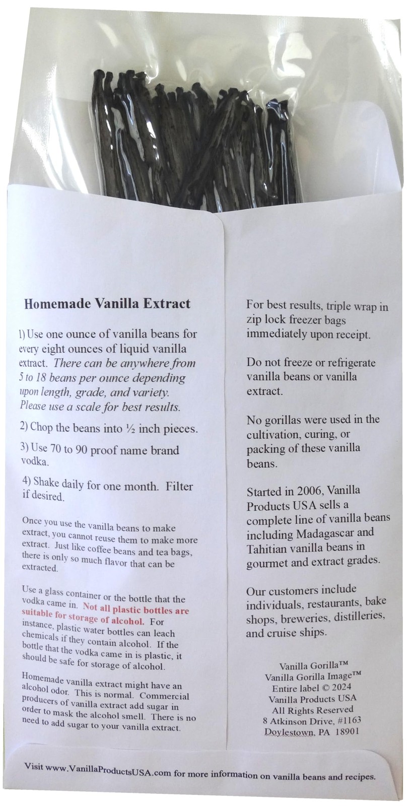 25 Tahitian Extract Grade B Vanilla Beans 5~6 by Products USA