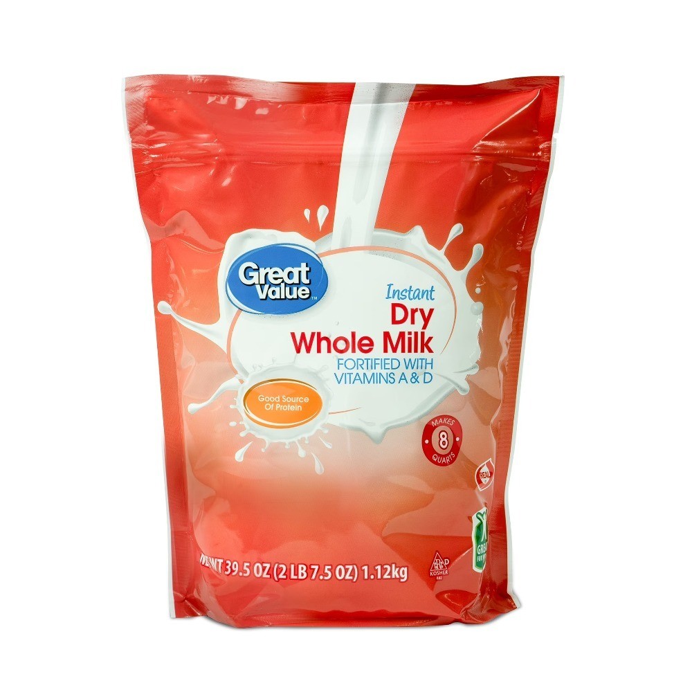 Instant Dry Whole Milk Powder 39.5 oz Bulk Bag Makes 8 Quarts 32 Servings