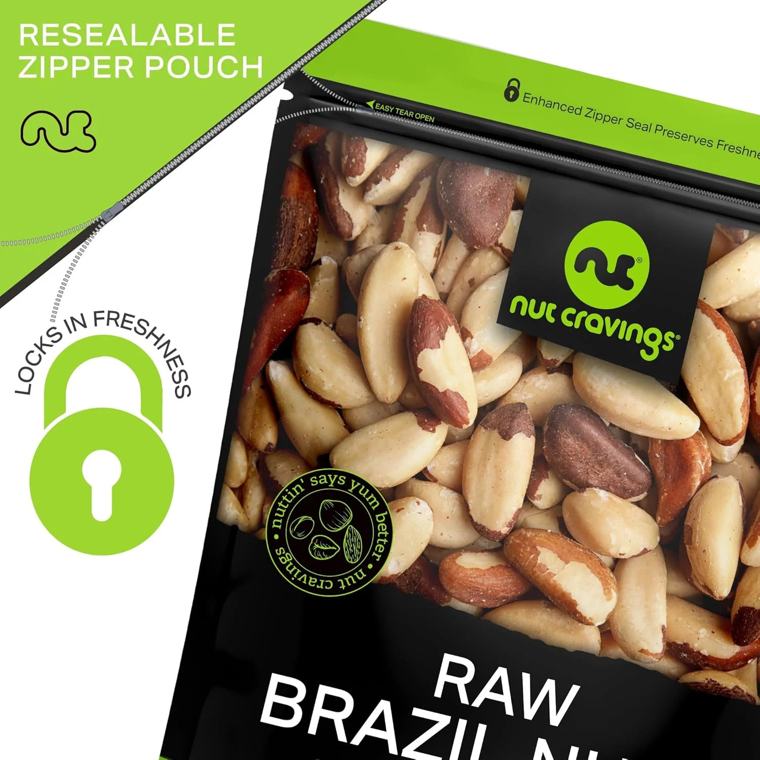 NUT CRAVINGS – Raw Brazil Nuts, Unsalted, No Shell, Whole, (32oz – 2 LB) Bulk Nu