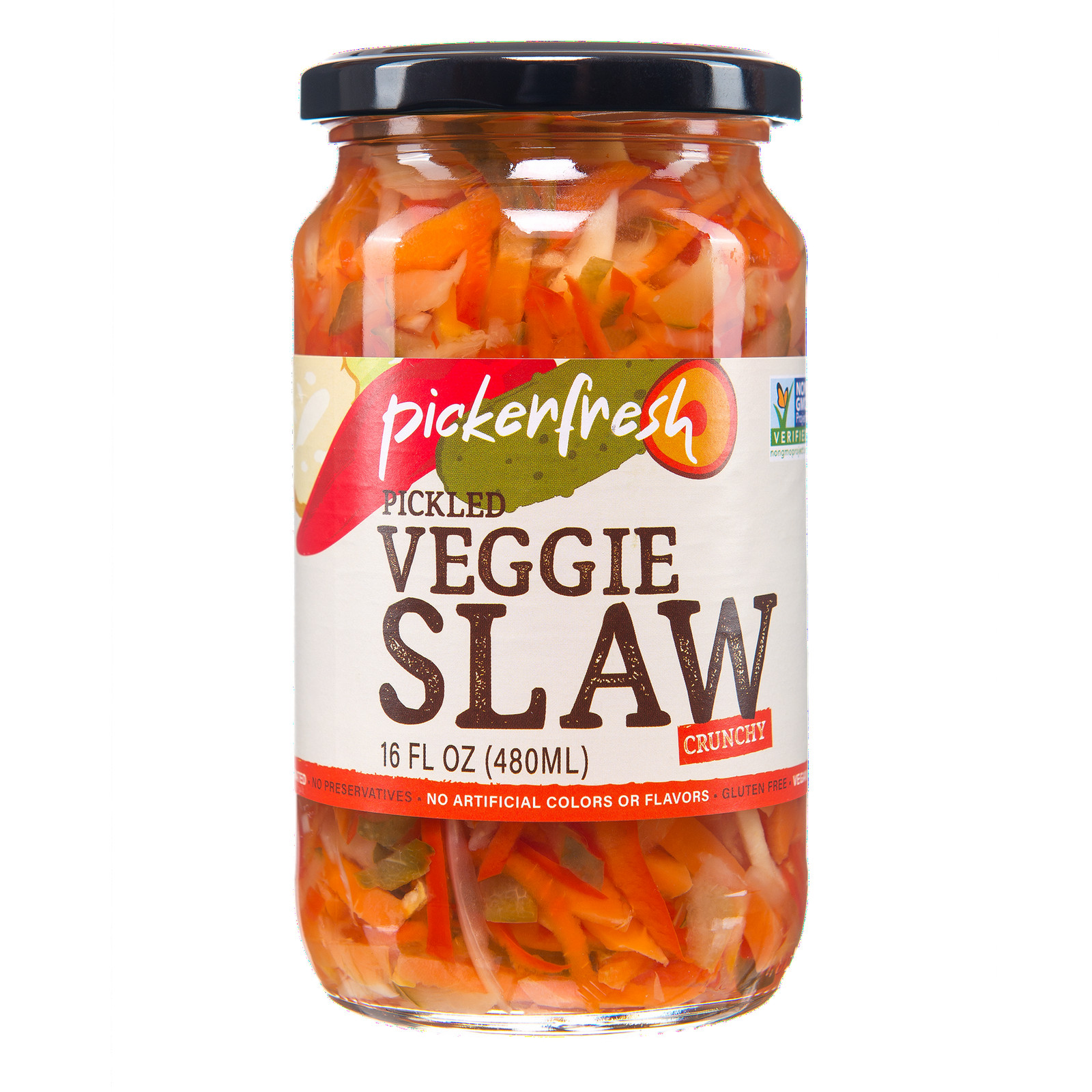 Pickerfresh Pickled Veggie Slaw, 16 oz Glass Jar, 1 Count