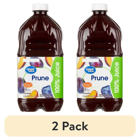 (2 pack) Great Value 100% Prune Juice, 64 fl oz….