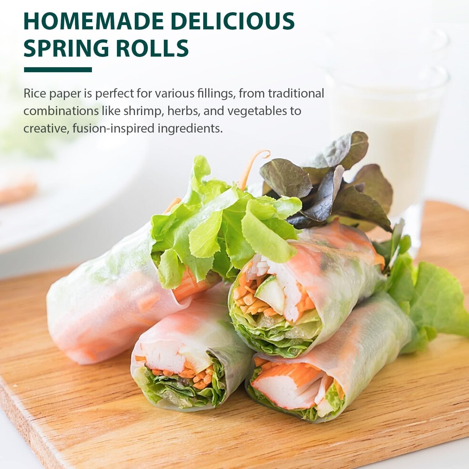Rice Paper, White Rice Paper Wrappers, 1 Pack, 34 Sheets-Fresh Spring Roll Wr…
