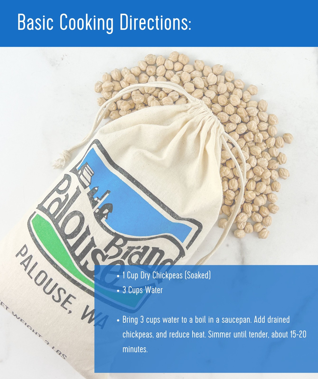 Palouse Brand Chickpeas/Garbanzo Beans 5 lb Burlap Bag