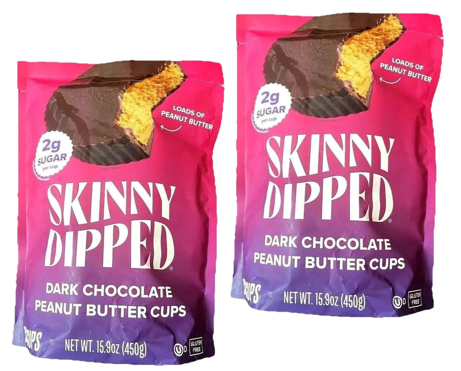 2-PACK Skinny Dipped Dark Chocolate Peanut Butter Cups 30 cups 15.9 oz each pack