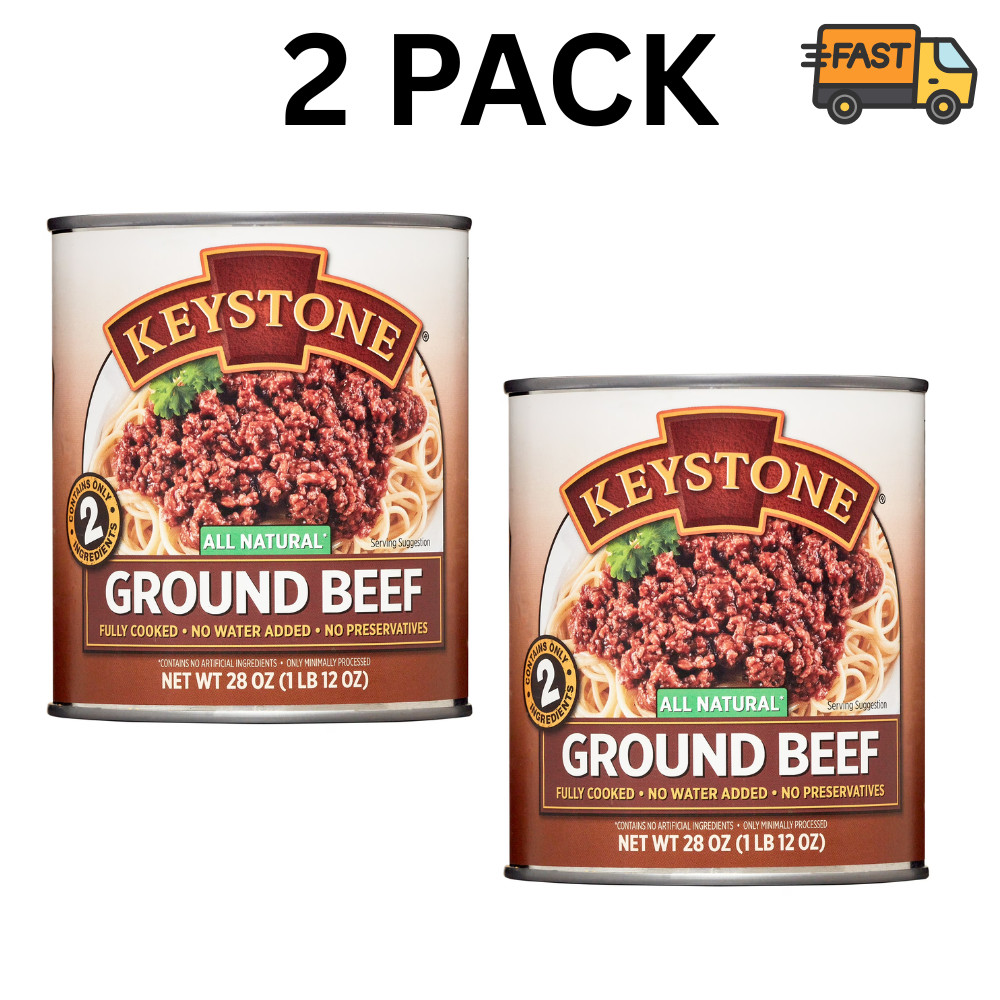 2 Pack Keystone All Natural Ground Beef 28 oz Canned Beef Ready to Eat