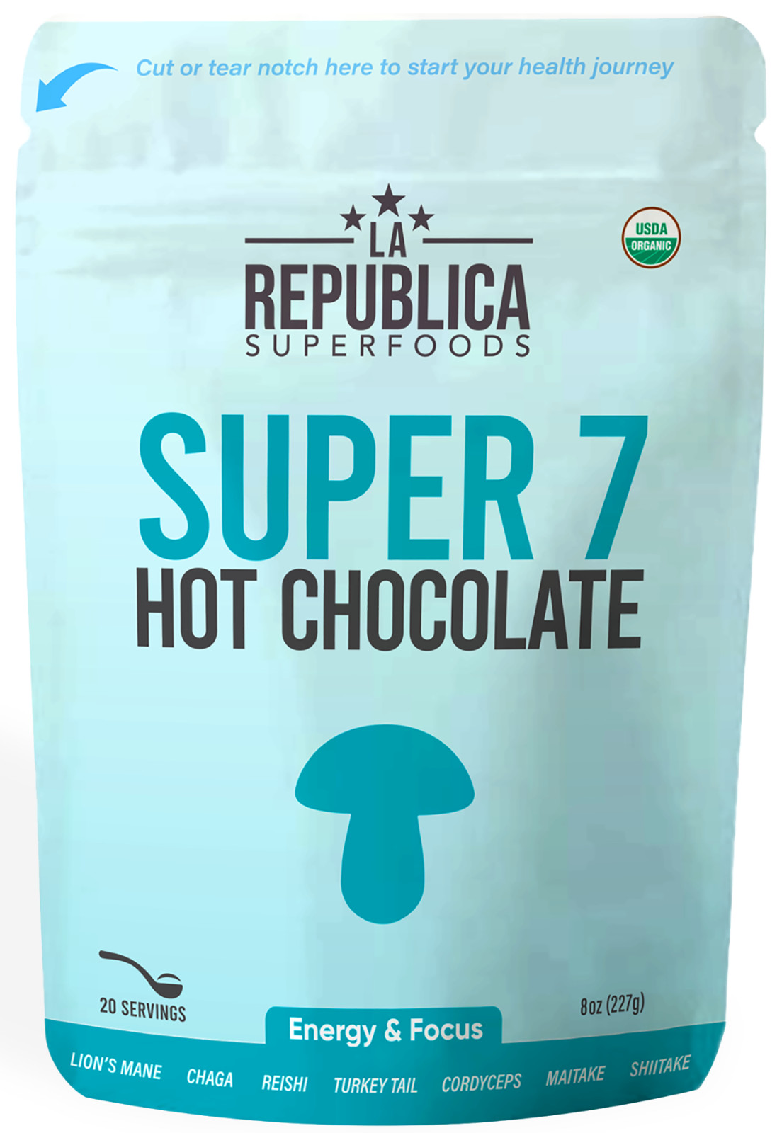 La Republica SUPER 7 Hot Chocolate (cocoa 7 Superfoods Lion’s Mane) 20 Servings