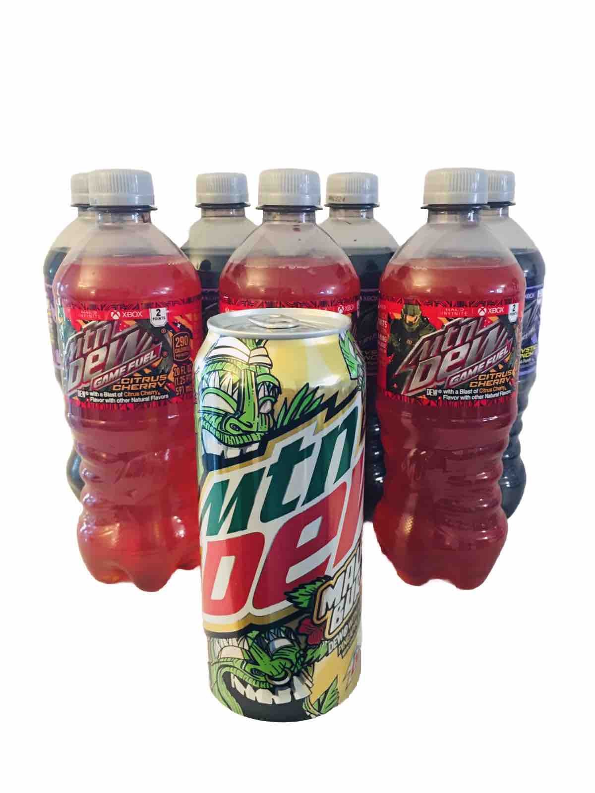 Lot of 8 Mountain Mtn Dew Game Fuel 12oz/16oz. Exp For Display(See Description)