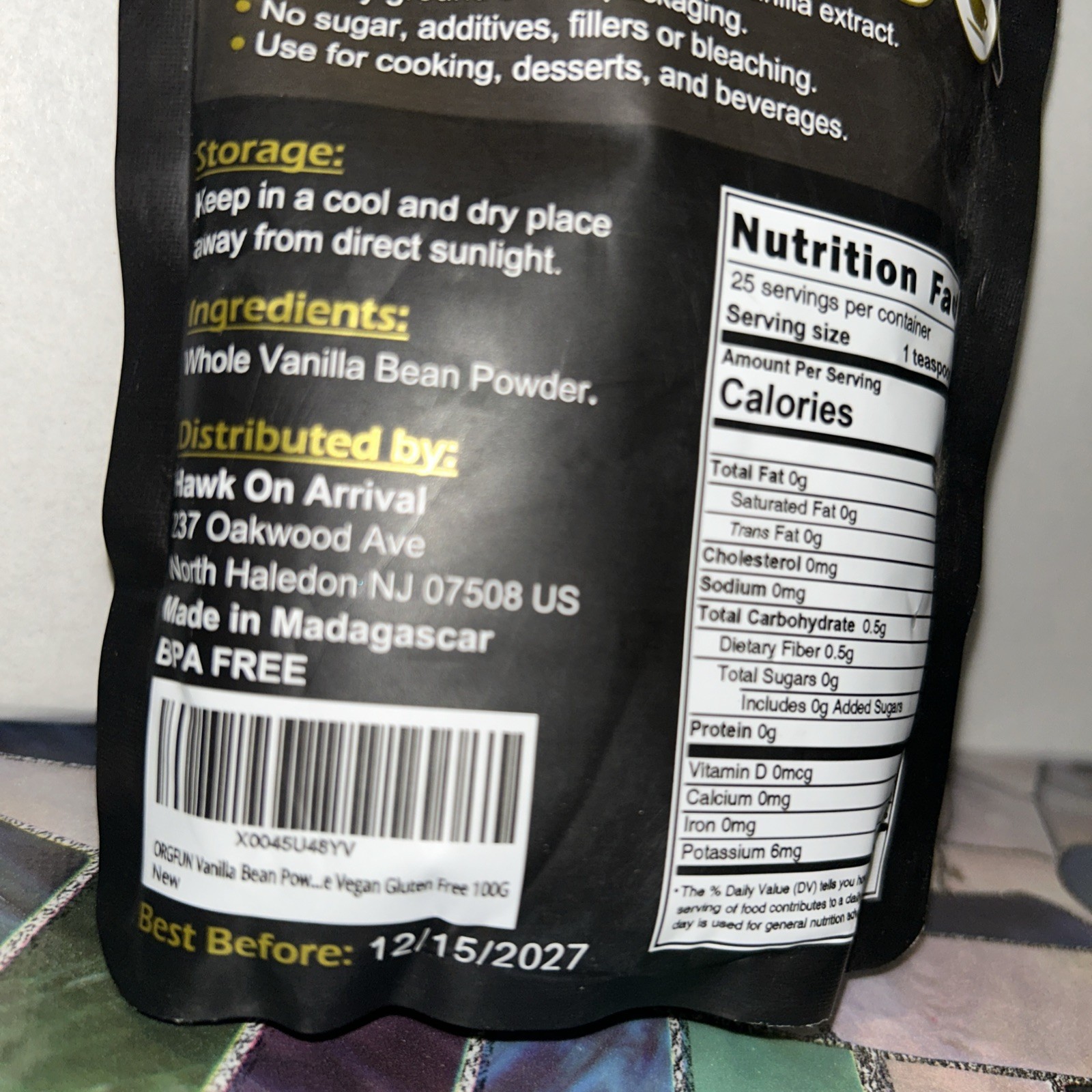 Madagascar 100% Organic Vanilla Powder for Baking, Coffee 3.53oz