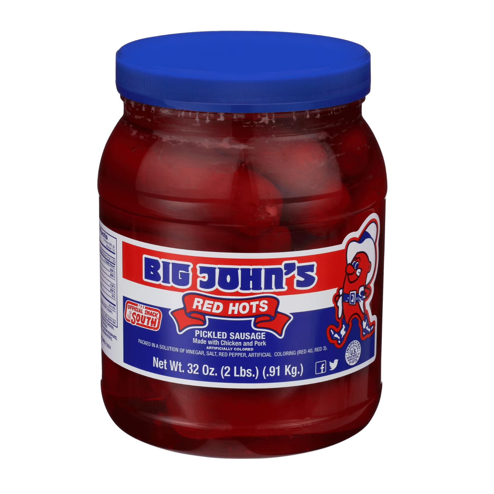 Big John’s Ready To Eat Red Hots Pickled Sausage 32oz Jar Protein 10g Delicious