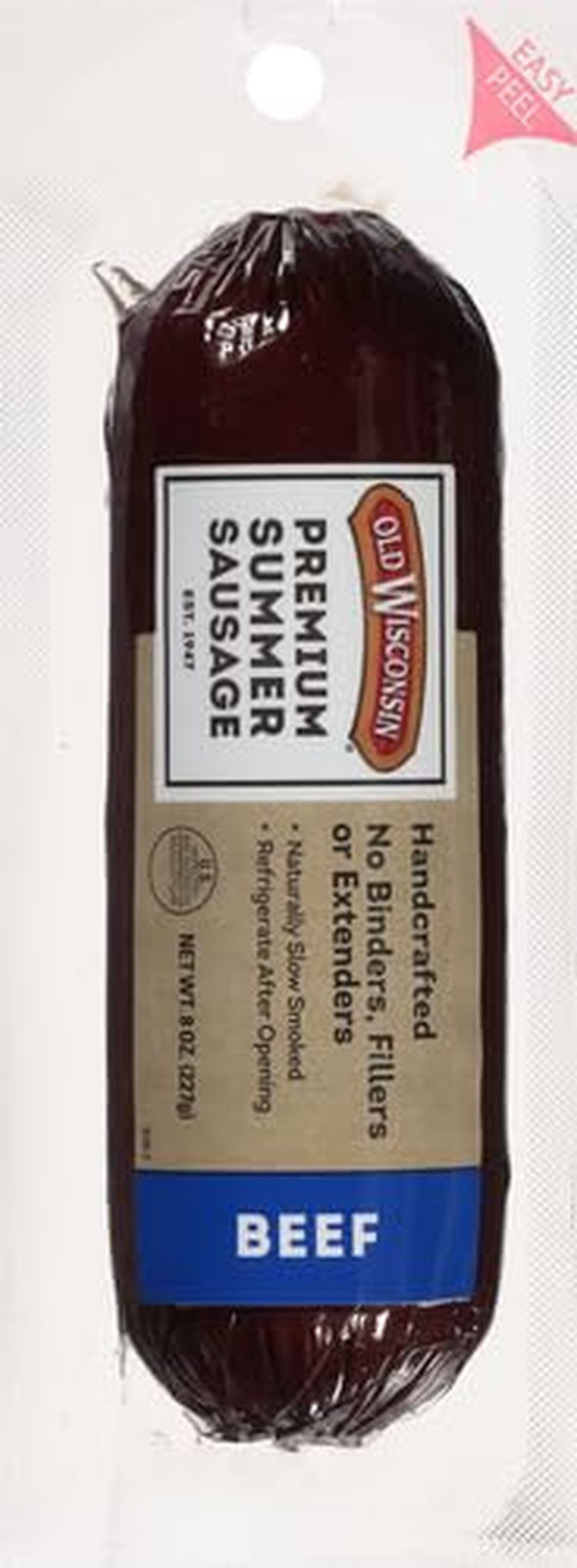 Old Wisconsin Premium Summer Sausage, 100% Natural Meat, Charcuterie, Ready to E