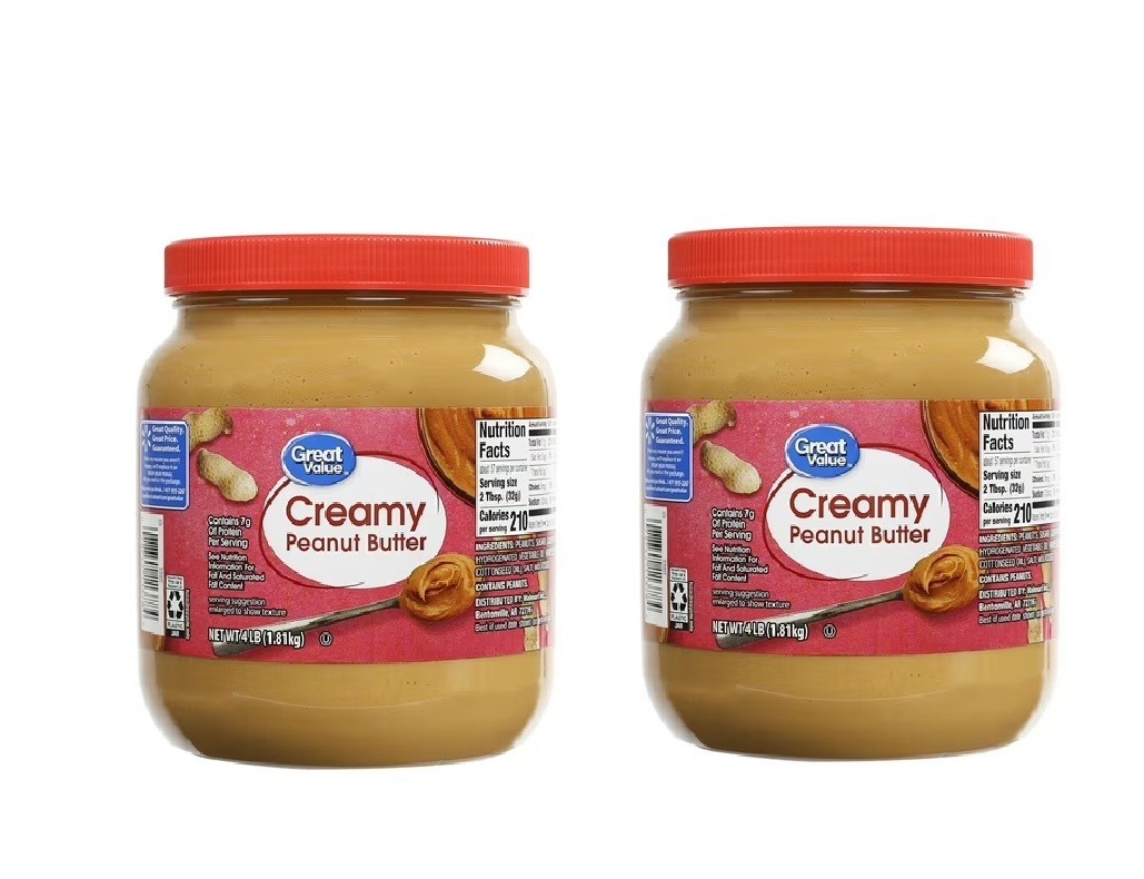 Great Value Creamy Peanut Butter, Spread, 64 oz – Pack of 2