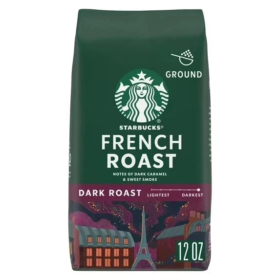 Starbucks French Roast, Ground Coffee, Dark Roast Hot or Iced Coffee, 12 oz