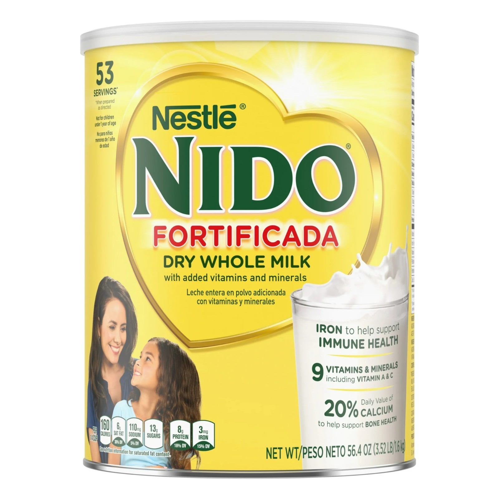 Nestle Nido Fortificada Powdered Drink Mix, Dry Whole Milk Powder, 56.4 oz