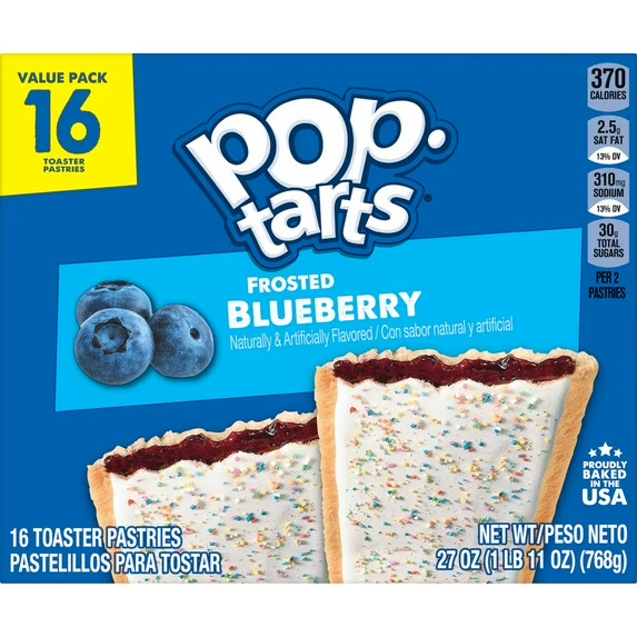 Pop-Tarts Frosted Blueberry Toaster Pastries, Breakfast Foods, Shelf-Stable,27..