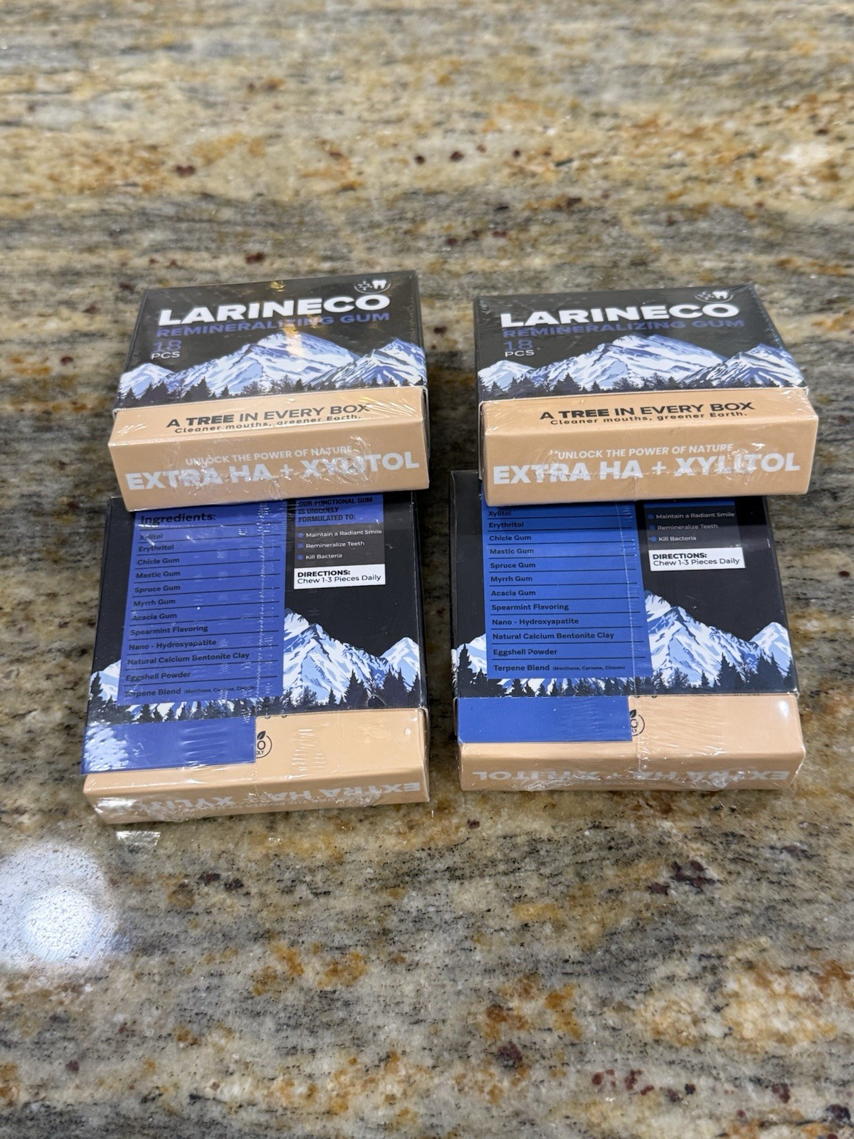 4 LOT Larineco Remineralizing Gum Extra HA & Xylitol with Nano Hydroxyapatite