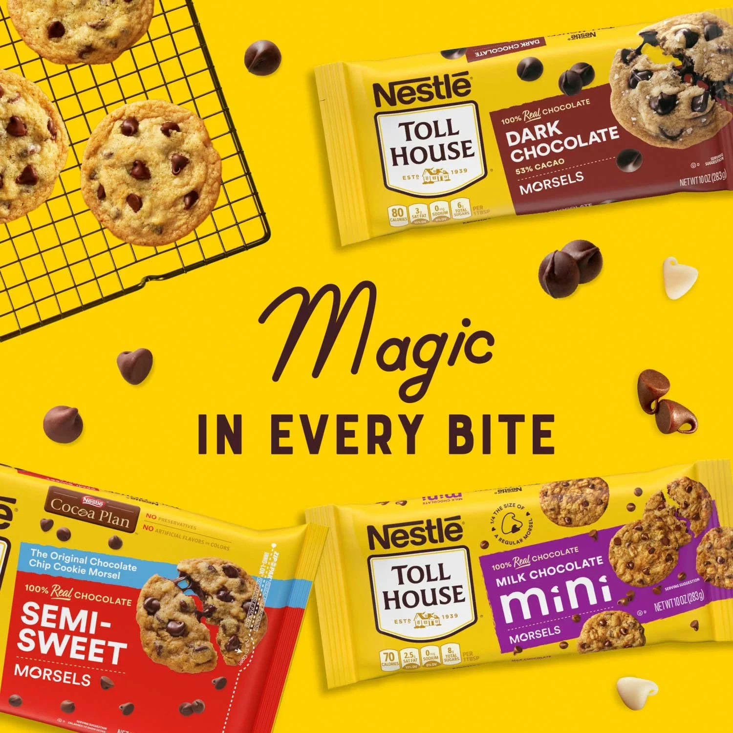 Nestle Toll House Semi-Sweet Chocolate Chips – 72oz Bag, Holiday Cookie Morsel