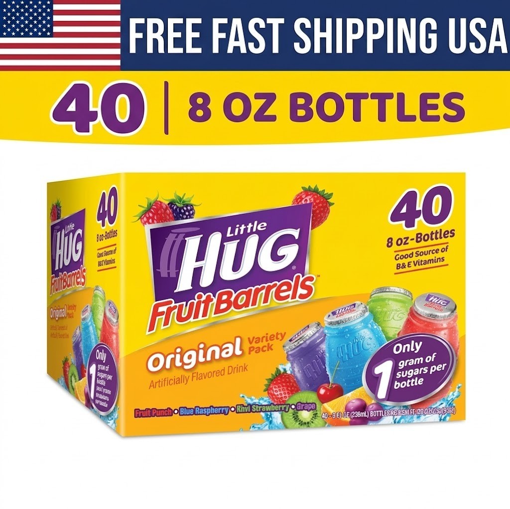 Little HUG Fruit Barrels Kids Drinks Variety Pack, 8 fl oz, 40 Count