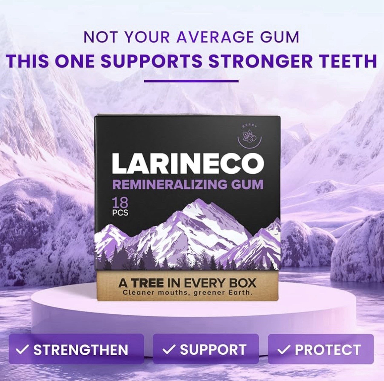 Larineco Remineralizing Gum Berry Flavor 36 Pieces (18 Count (Pack of 2)