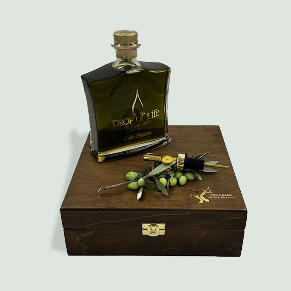 1x500ml Drop Of Life Healthy Evoo Limited Reserve in Wooden Box | 2024/5 Harvest