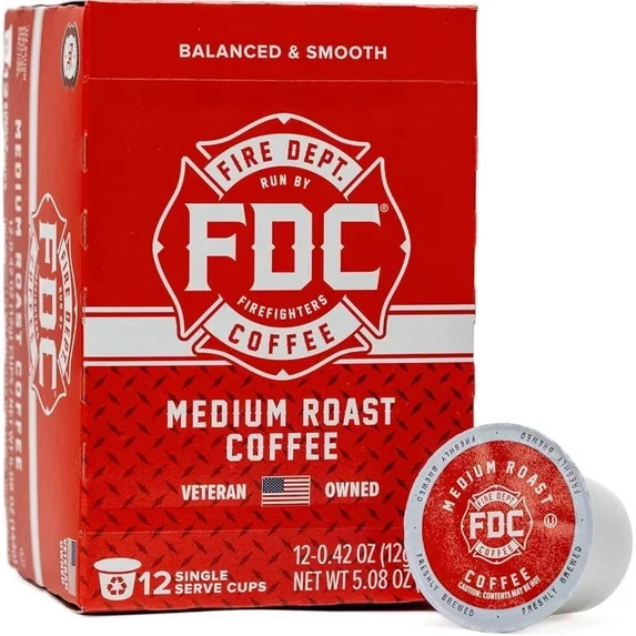 Fire Department Coffee, Original Medium Roast, Premium K-cup coffee pod 12 Pack.