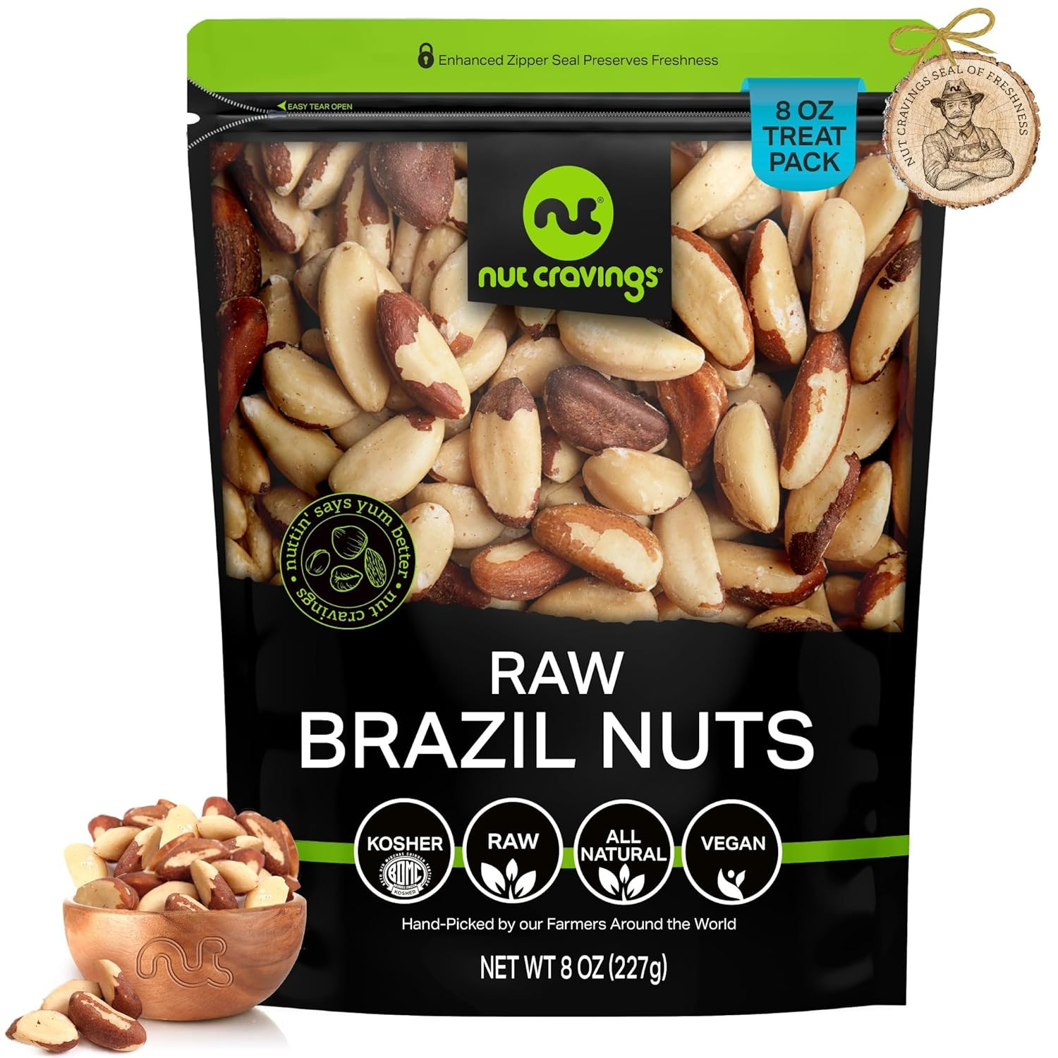 NUT CRAVINGS – Raw Brazil Nuts, Unsalted, No Shell, Whole, (8Oz – 1 Pack) Bulk