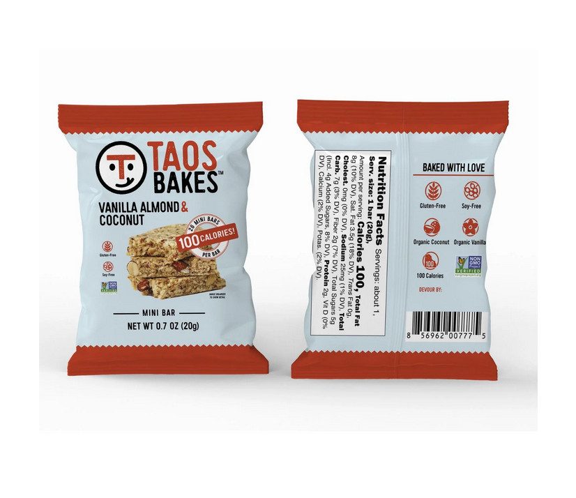 Taos Bakes Mini Snack Bars, Vanilla Almond & Coconut, 0.7 oz., 26 ct.