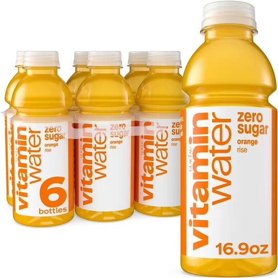 vitaminwater Rise Zero Sugar Orange Flavored Water Beverage, 16.9 fl oz, 6 Pack-