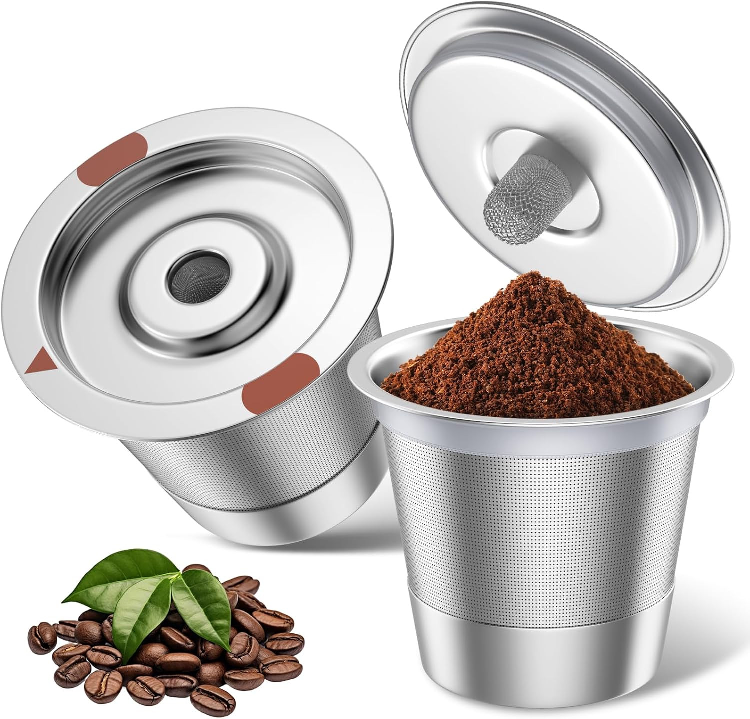 2 Pack Reusable K Cups for Keurig 1.0 & 2.0, Food Grade SUS304 Stainless Steel