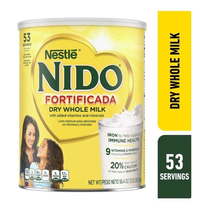 Nestle Nido Fortificada Powdered Drink Mix, Dry Whole Milk Powder, 56.4 oz
