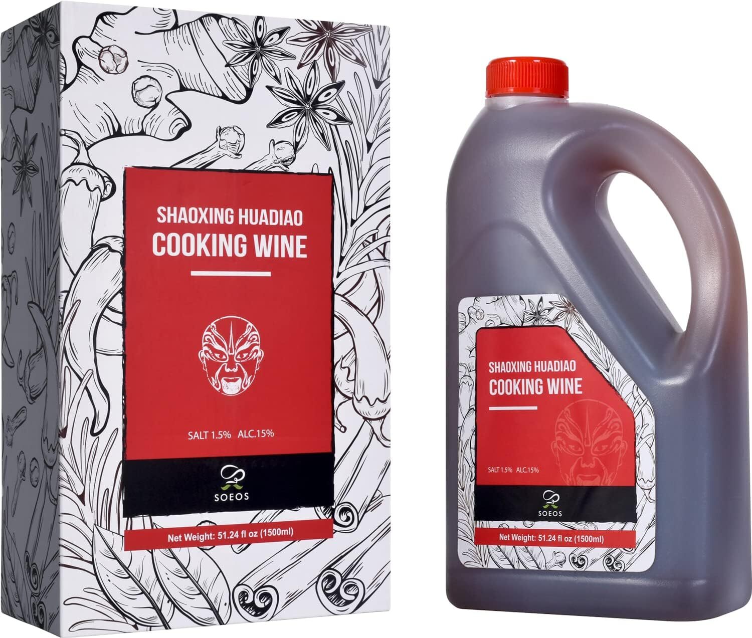 Shaoxing Cooking Wine 51.24Oz (1500Ml), Chinese Cooking Rice Wine, Shaoxin