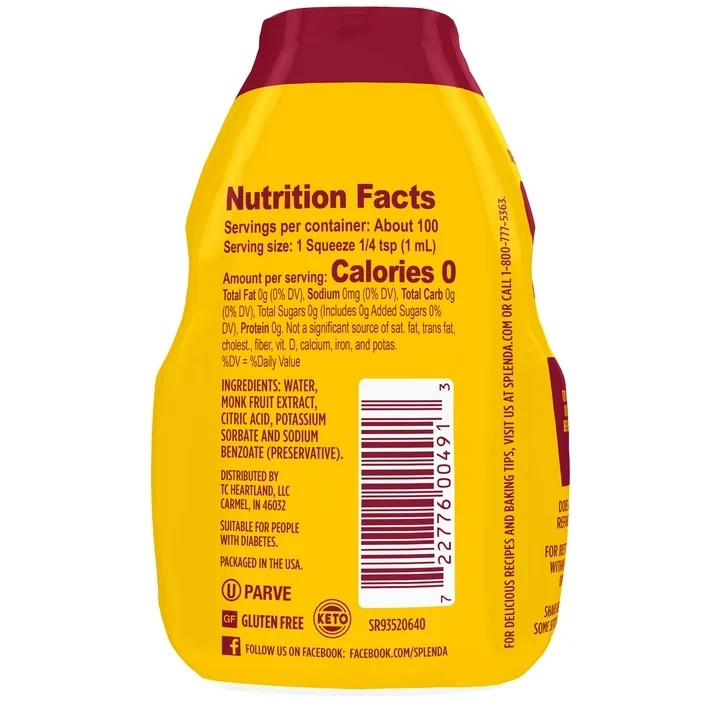 Splenda Zero Monk Fruit Zero Calorie Liquid Sweetener 3.38 fl. oz.