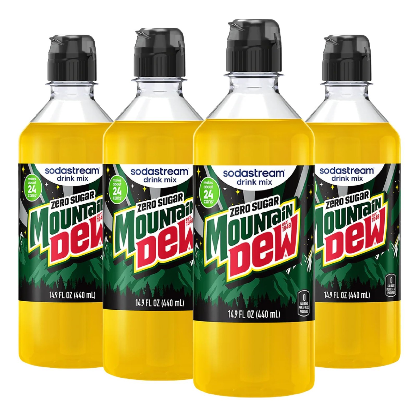 Zero Sugar Soda Mix for Sparkling Water Makers – 4 Pack, 96 Servings, 14.9 Fl Oz