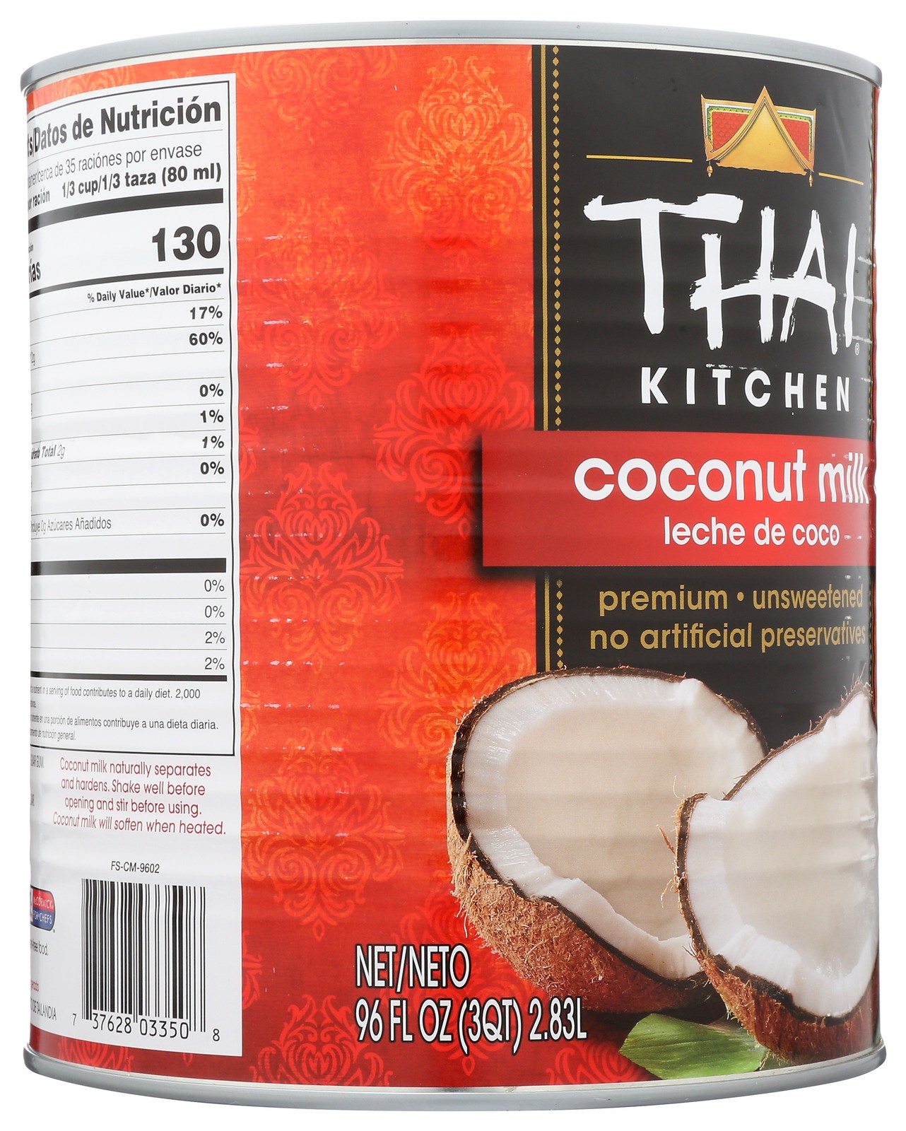 Thai Kitchen Coconut Milk Unsweetened 96 Fl Oz Can 6 Pack