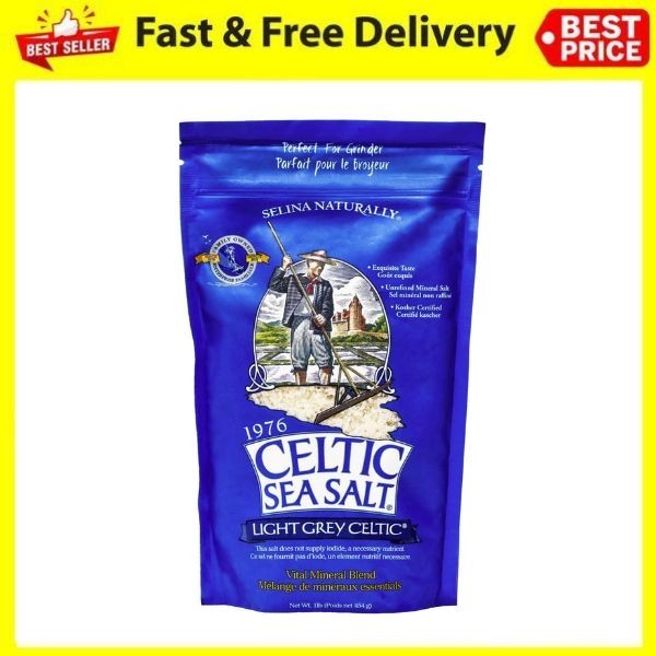 Celtic Sea Salt Light Grey Coarse 1lb Unrefined Mineral Salt 70+ Trace Minerals