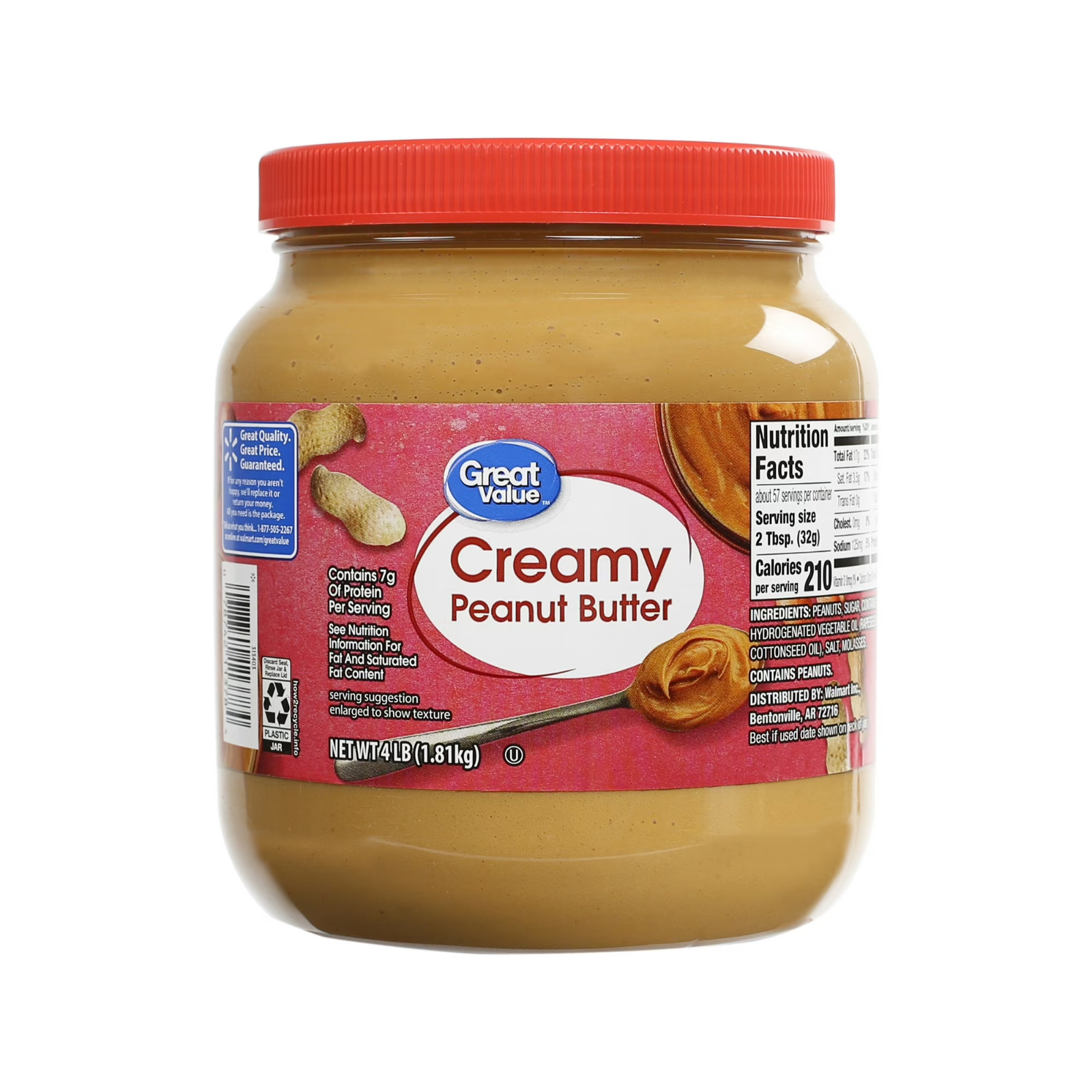 Great Value Creamy Peanut Butter, Spread, 64 oz – Free Shipping
