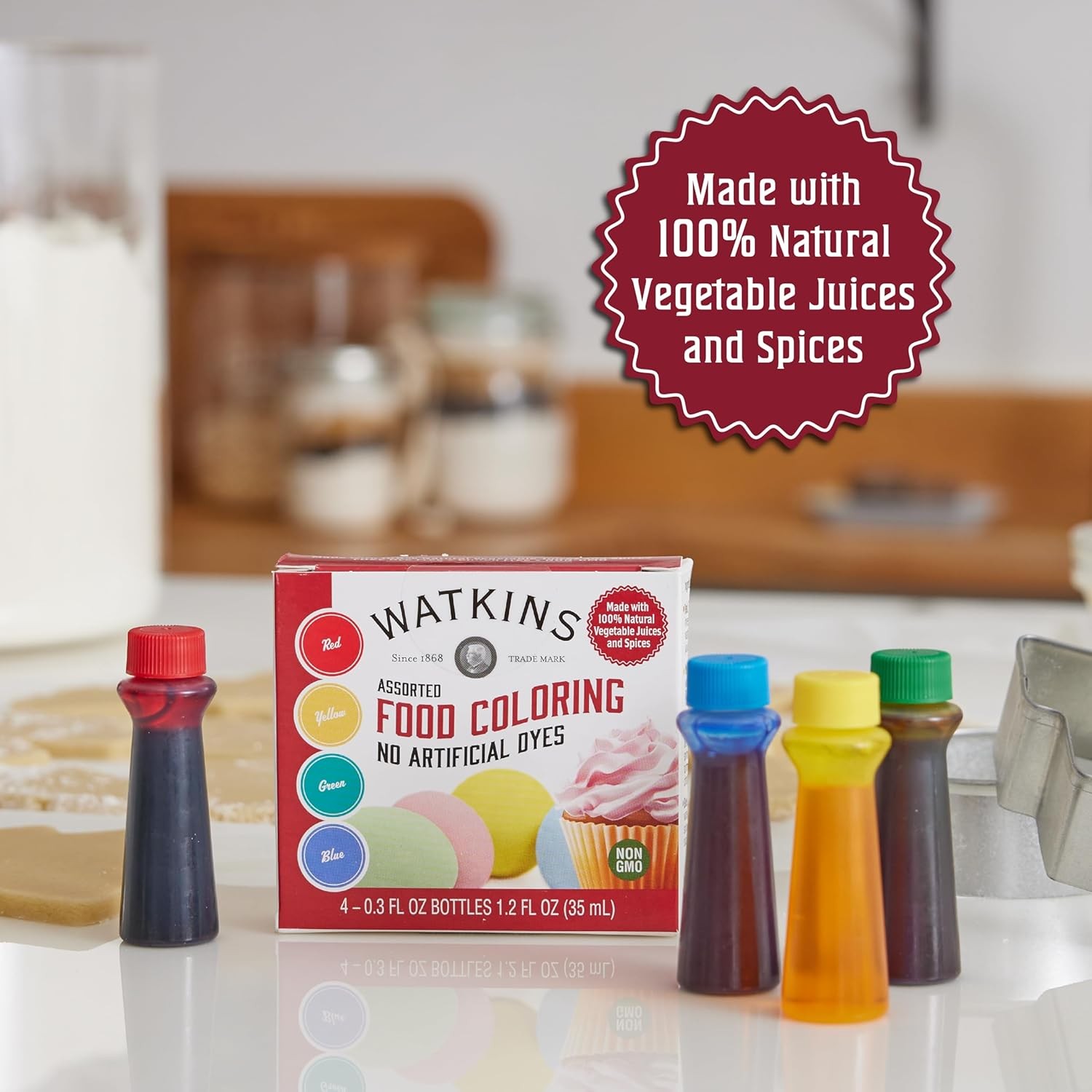 Assorted Food Coloring, 1 Each Total Four 0.3 oz bottles, 4 Count (Pack of 1)