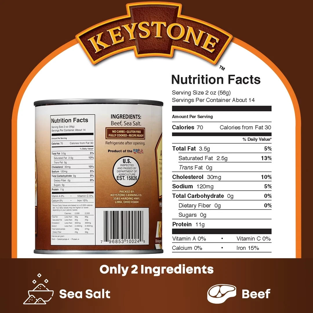 Free Shipping Keystone All Natural Ground Beef, 28 oz Can 3 cans