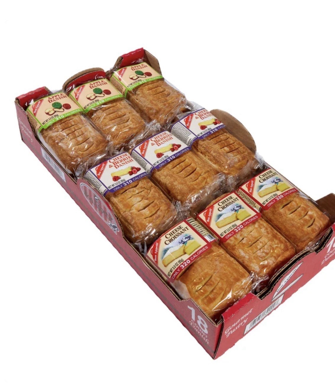 Bon Appetit Expect More Gourmet Danish, Variety Pack, 3 oz, 18 count Fresh