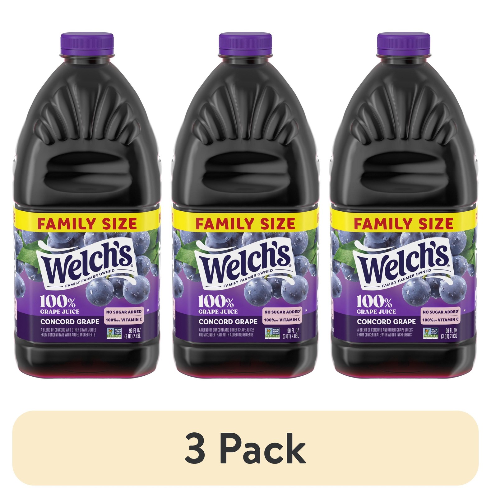 3 Pack Welch’s Concord Grape Juice 96 fl oz Bottle