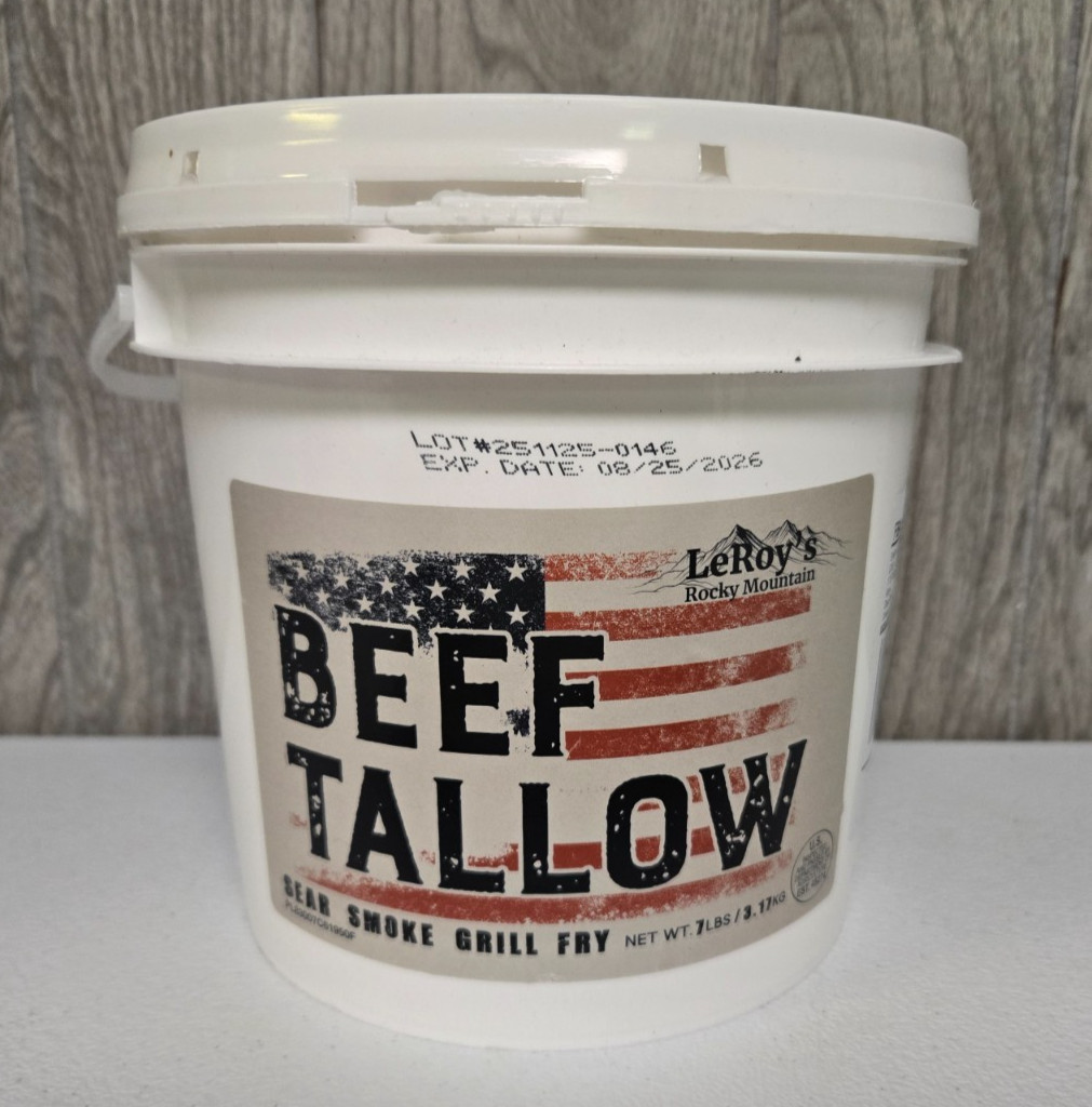 LeRoy’s Rocky Mountain 100% Pure Rendered Beef Tallow Cooking Fat 7lb Bucket