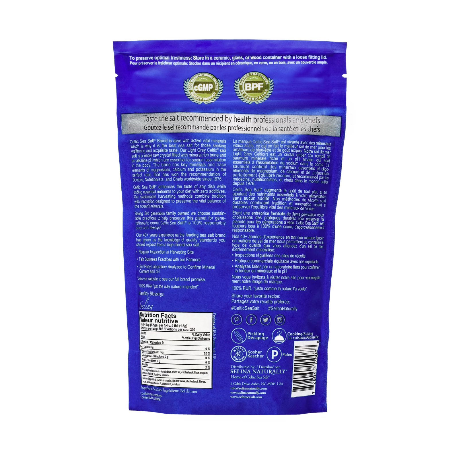 Celtic Sea Salt Light Grey Sea Salt Resealable Bag Kosher Certified 1 lb @@