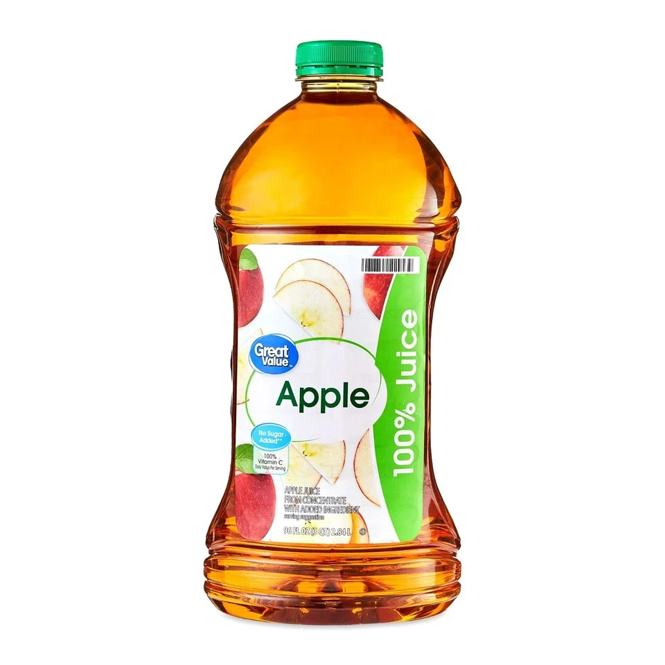 (2 pack) Great Value 100% Apple Juice, 96 fl oz