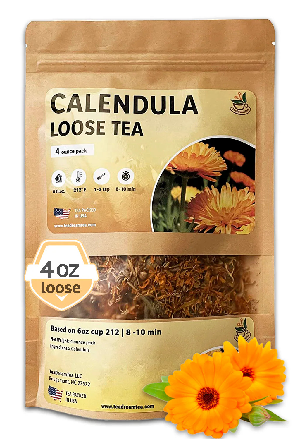 Calendula Flowers Herbal Tea Loose Leaf Marigold Caffeine Free TeaDreamTea