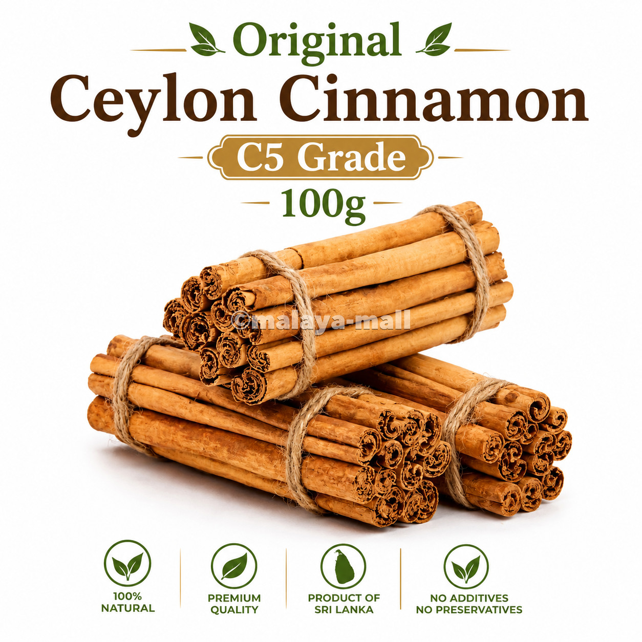 Original Ceylon Cinnamon Sticks 100g C5 Grade Sri Lanka Cinnamon Premium Quality