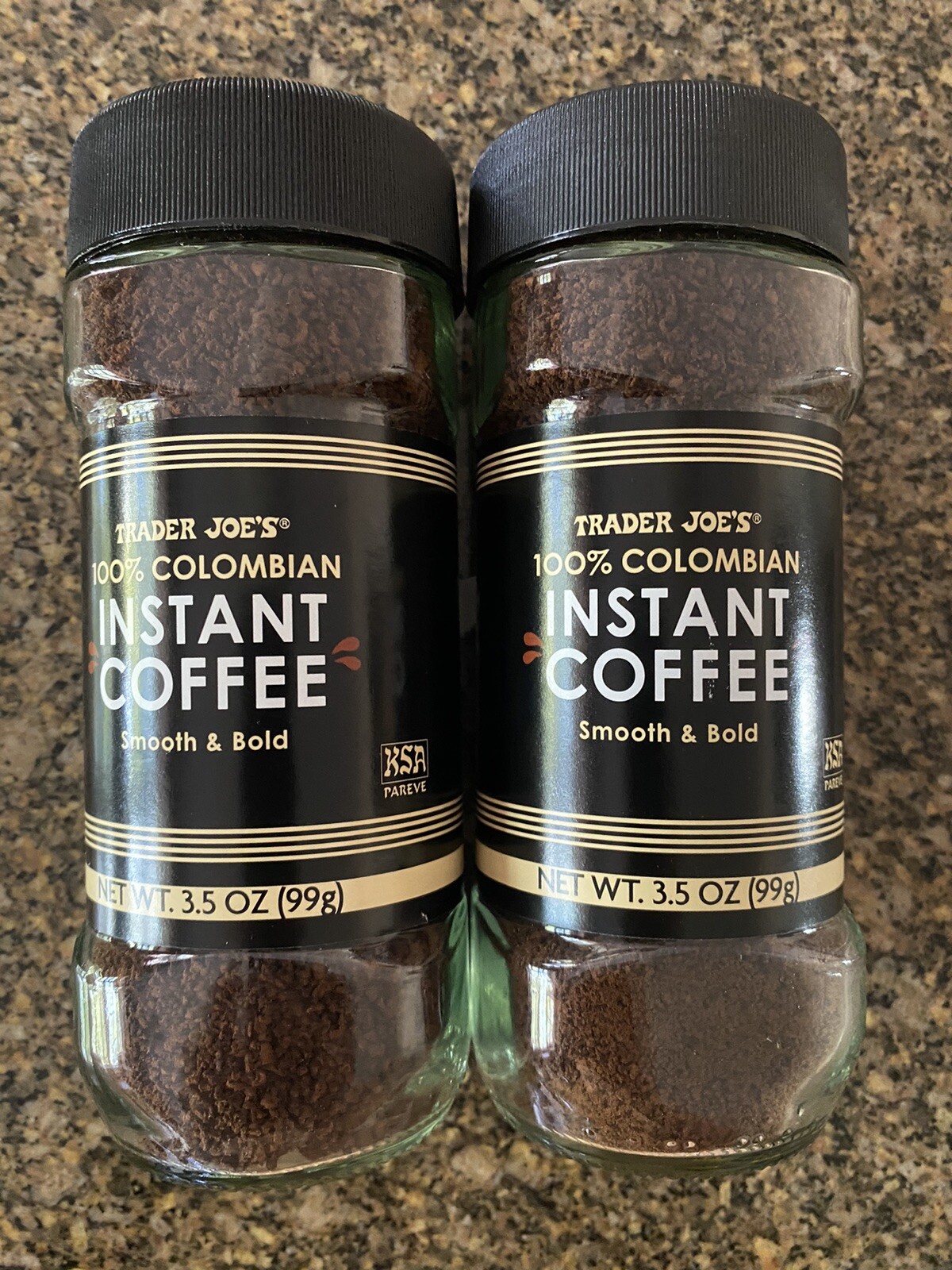 2 Packs Trader Joe’s 100% Colombian Instant Coffee Smooth & Bold 3.5 oz/each