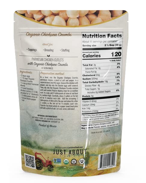Organic Chickpea Bread Crumbs | & Gluten Free | 12 oz, No Color
