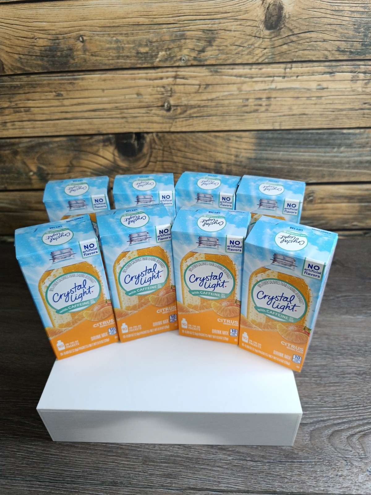 Crystal Light On The Go Citrus With Caffeine Drink Mix, 10Packet Box Pack of 8