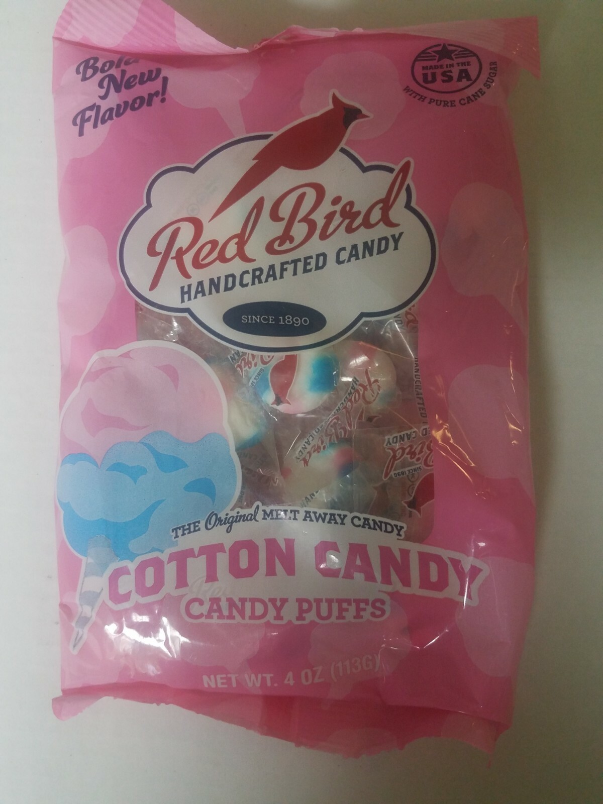 Red Bird Handcrafted Candy Cotton Candy Candy Puffs-NEW-SHIPS SAME BUSINESS DAY