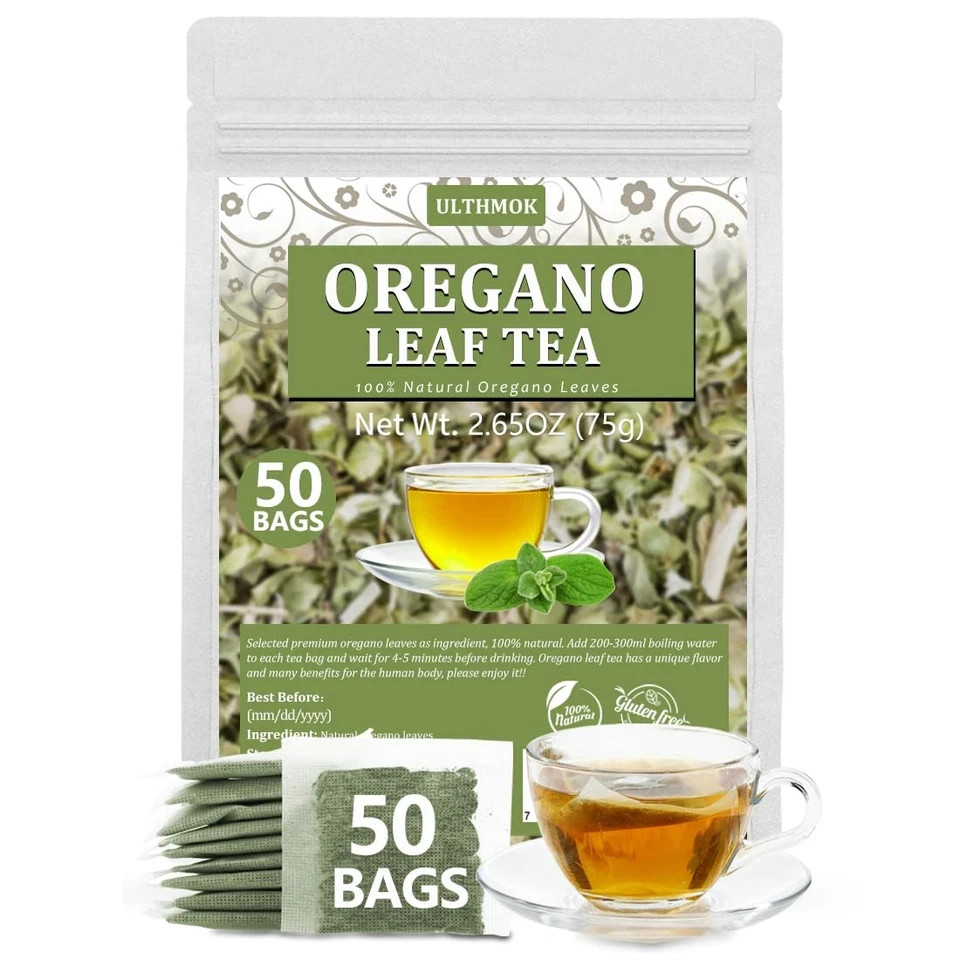 Premium 50 Oregano Tea Bags, Made with 100% Natural Oregano Leaves, No Additives