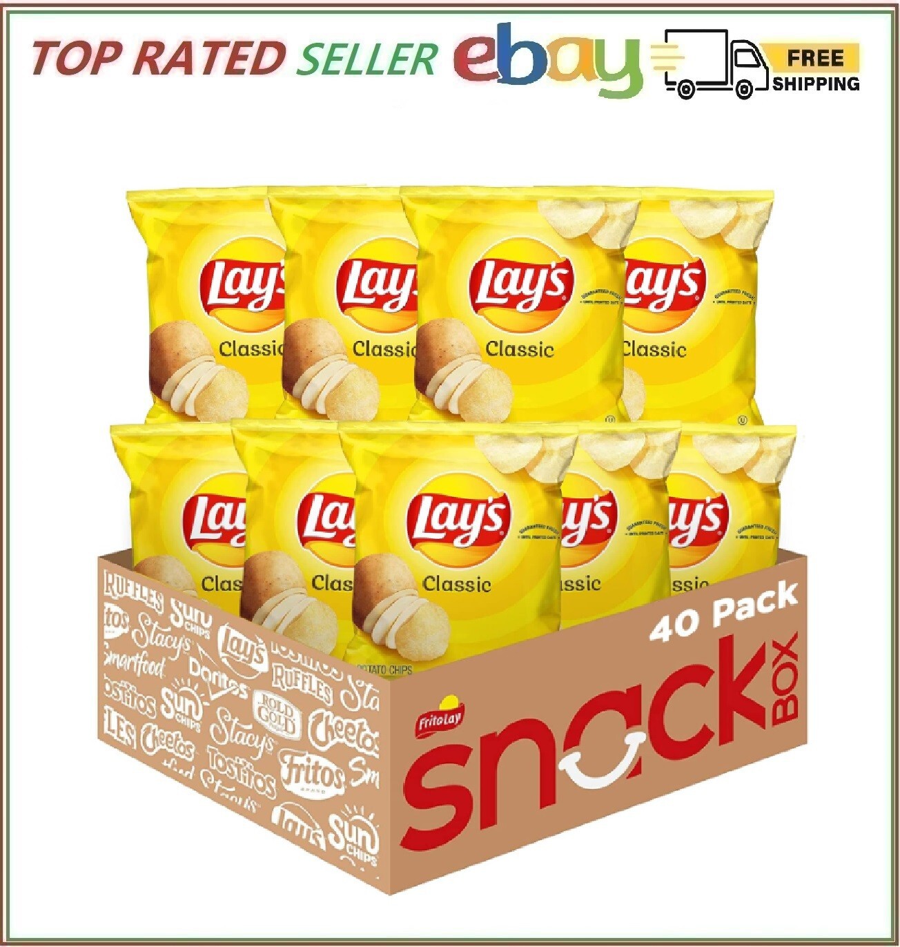 Lay’s Potato Chips, Classic, 1 Ounce (Pack of 40), Free Delivery